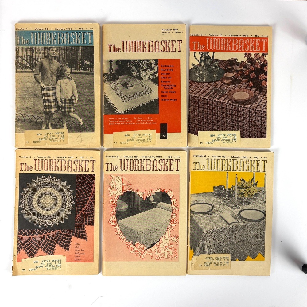 1961 The Workbasket Magazine Vol 26 Lot of 12 Retro Knitting Crochet Patterns - Picture 2 of 8
